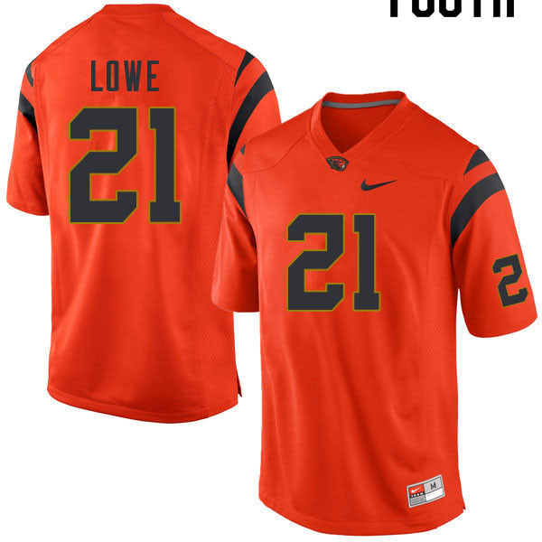 Youth #21 Trey Lowe Oregon State Beavers College Football Jerseys Sale-Orange